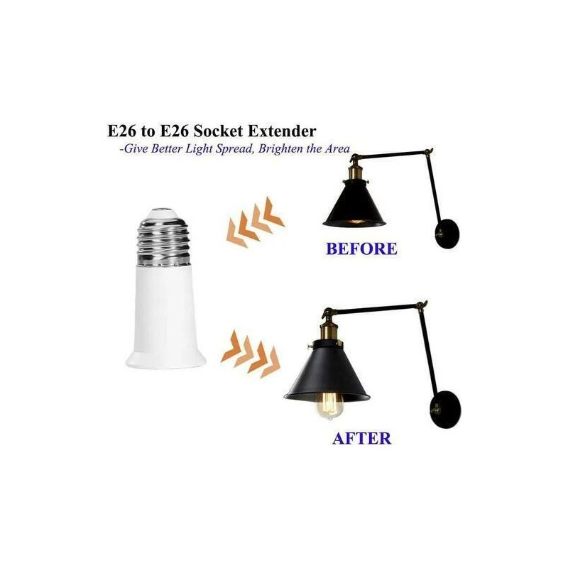 SumVibe 4 pack Light Bulb Socket Extender E26/27 Screw-In Adapter
