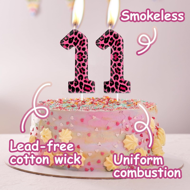 Leopard Print & Cheetah Birthday Candles - Number 6, Party