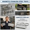 IJRPLM 3 Pcs Magnetic Trays, Stainless Steel Rectangle Tool Tray,