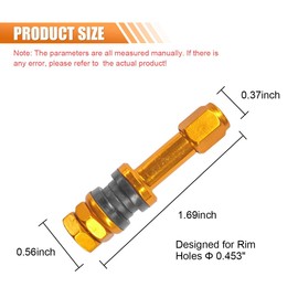 LHDOS 5PCS TR43E/VS43 Tubeless Metal Clamp-in Tire Valve Stems, Aluminum Alloy Valve Stems Mount for 0.453" Rim Hole on Standard Vehicle Tires (Gold)