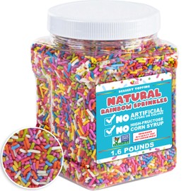 Dye-Free Rainbow Sprinkles – 1.6 Pounds - Natural Vegan Baking Toppings with No Artificial Dyes or Flavors – Non-GMO Jimmies for Cookies, Cakes, Ice Cream & Cupcakes