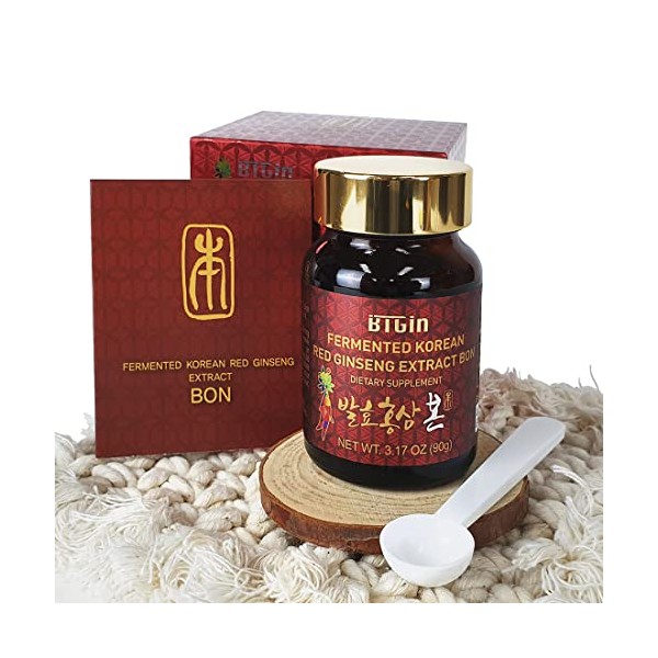 [BTGIN] Bon - Fermented Korean Red Ginseng Extract 100% Pure with Novel ginsenosides Rg3, Compound K for Immune System Booster, Focus, Memory, Performance, Energy, Stamina, Blood Circulation