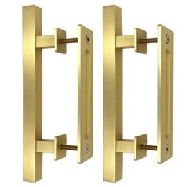 Rio Salto 12-Inch Brushed Gold Stainless Steel Barn Door Handle Kit (2-Pack, 12")