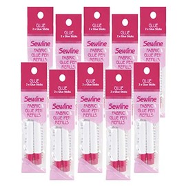 United Notions Blue Sewline Water-Soluble Fabric Glue Pen Refill 2 Count 10/Pk 10 Pack
