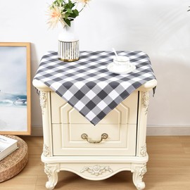 Wolkemer 2 Pack Small Square Tablecloth Farmhouse Checkered Grey and White Gingham Nightstand Table Cloth Buffalo Plaid End Table Cover for Dining Room Bedroom Table Decor 24x24 Inch