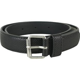 vangelo Kid Classic Dress Belts with Silver Buckle Black Debossed 28 Inch Fit for Waist from 26 to 30 Inch