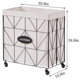 Mxfurhawa Collapsible Laundry Hamper with Wheels,Capacity and Removable Liner, Sturdy Metal Frame for Clothes Storage and Transport (110L-LX-Black)