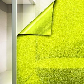 VViViD Bright Yellow Crystal Tint Frosted Decorative Two-Way Privacy Window Adhesive Vinyl Film Roll (17.9in by 60in)