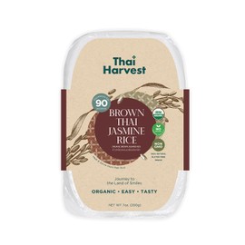 THAI HARVEST 100% USDA Organic Brown Jasmine Rice 7 Ounce (Pack of 8) Microwaveable 90 Seconds Ready to Eat Instant Jasmine Rice for Quick Dinner Meals Zero Preservatives Gluten Free