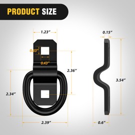 Nilight 6Pcs 3/8” D-Rings Heavy Duty Truck Tie Down Anchors Steel 6000 Pound Tie Down Rings Hooks Loads on Trucks Trailers Boats RV Campers Vans Kayaks Motorcycles Deliveries ATVs,Black