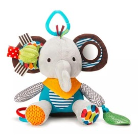 Juguete Didáctico Para Bebé | Peluche Mordedera con Texturas y Sonajero | Desarrollo Sensorial Bebés |Fácil de Lavar, Ligero y Portátil| Juegos Multisensoriales (Figura de Elefante)