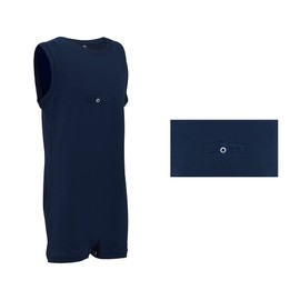 Kaycey Popper Vest Sleeveless Bodysuit With Crotch Snap Closure & Tube Access, Adaptive Clothing for Adults & Big Kids with Special Needs, Soft Cotton, Navy, Medium