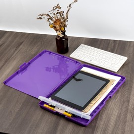 SHIDOW Plastic Clipboard with Storage, Clipboard with Storage, Folder Nursing Clipboard Side Opening, Slim Clipboard Storage Box, for Home, Office Desks Conference A4 (Purple)
