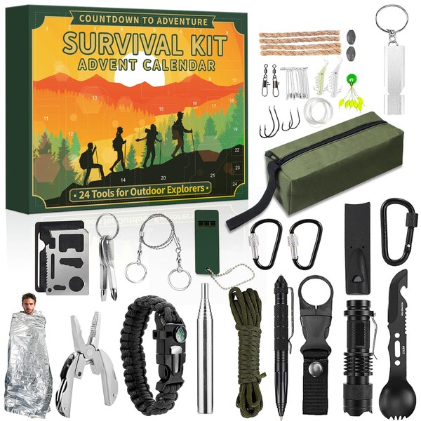 Survival Kit Tool Advent Calendar 2025 Adult Men, 24 Days
