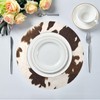 JUZIHAI Brown White Cow Print Placemats 15 Inch Round Polyester