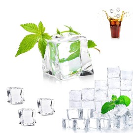 Reusable Ice Cubes, Pack of 50 Permanent Ice Cubes, Clear Acrylic, Reusable Ice Cube, for Decorations, Photography, Props (20 mm)