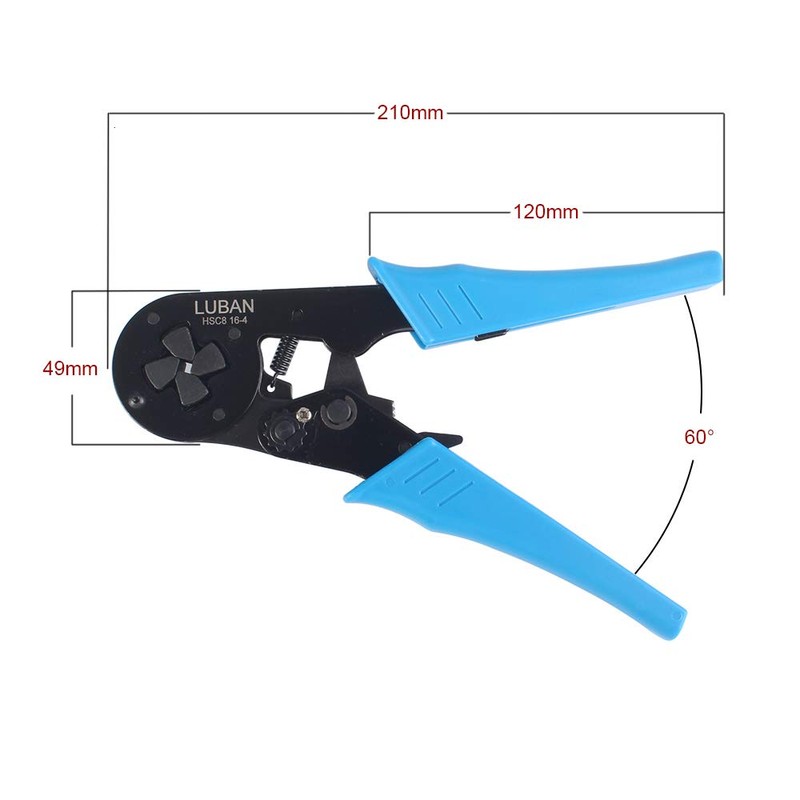 LUBAN Ferrules Crimper Plier for AWG 10-5, 6-16mm² Tubular Terminals