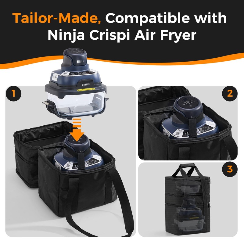 Sicheer Carrying Bag for Ninja Crispi Air Fryer FN101, 2-Layer