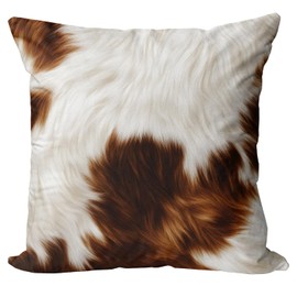 Cow Brown Animal Pillow Cover Gifts for Sofa Couch Bed College Dorm Decor, Cowhide Brindle Printed Couch Throw Pillows Cushion Covers for Cow Lovers 18 X 18 Inch, Farmhouse Cushion Case Decoration