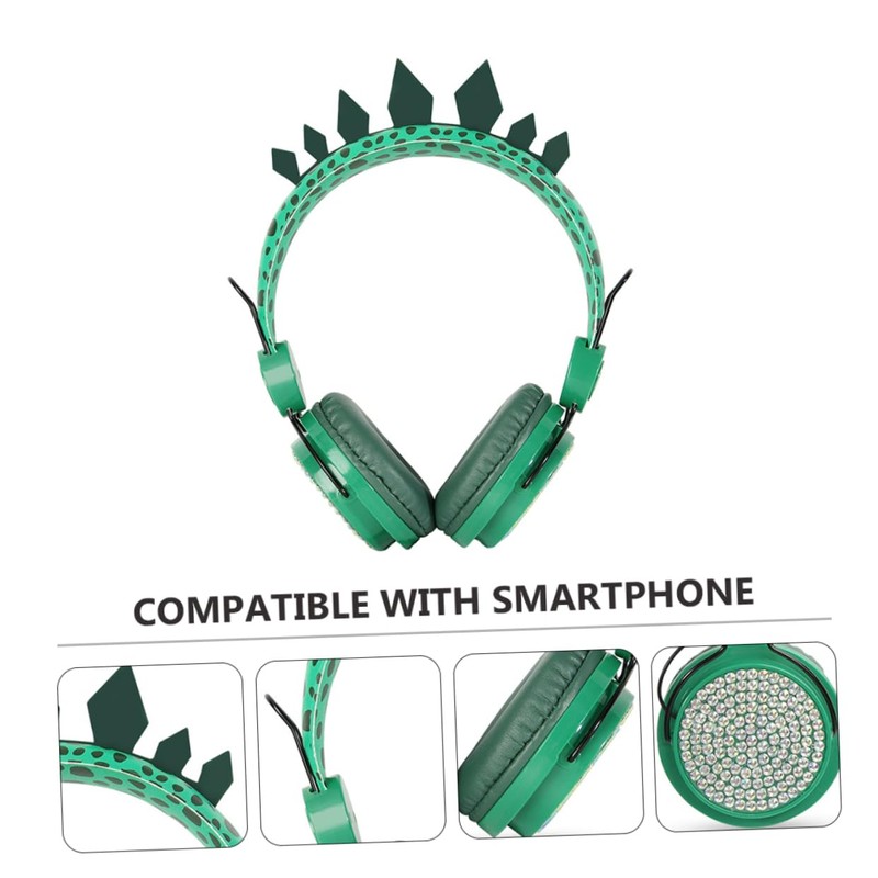 jojofuny Boy Girl Headset with Mic Soft Comfortable Dinosaur Design