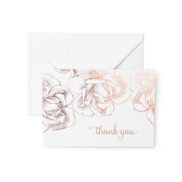 Gartner Studios Rose Gold Floral Thank You Cards, 40 Count