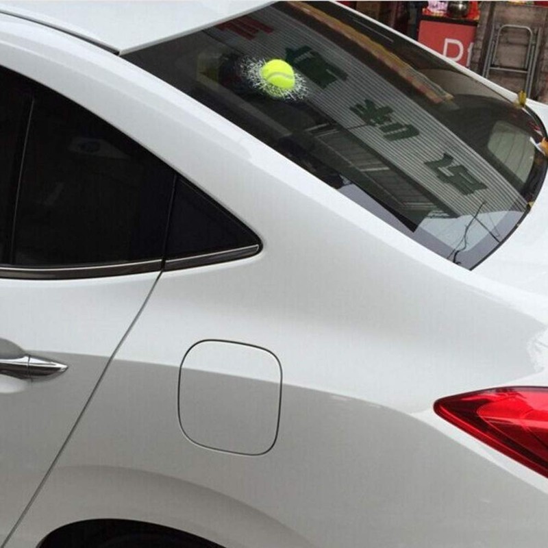3D Simulation Tennis Break Glass Car Window Sticker, Baseball Broken