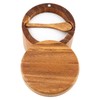 Salt Cellar, Acacia Wood Salt Container with Built‑in Spoon &