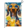 TopPacific Dachshund Garden Flag Summer Beach Garden Flag 12x18 Vertical