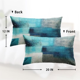 Britimes Throw Pillow Covers Modern Home Art Decor, 12 x 20 Inches Set of 2 Pillow Cases Decorative, Abstract Oil Painting Pillowcases for Bedroom, Living Room, Teal