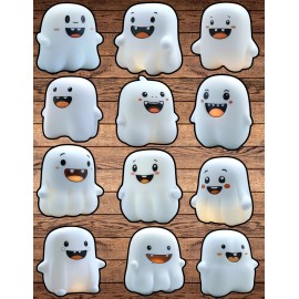 Handmade Cute Funny Face White Ghost Vinyl Stickers Set Notebook Laptop WaterBottle