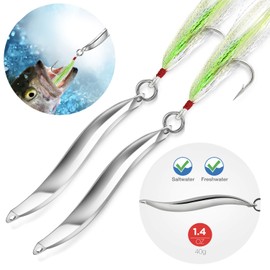 Omelchenko Lure Fishing Lures Bucktail Teasers Set of Two Silver 1.4-Ounce 40gm Saltwater Freshwater
