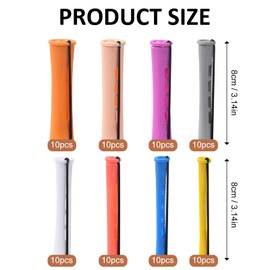 Pack of 80 Hair Perm Rods, 8 Sizes Hair Wave Bars, Plastic Hair Rollers for Women Girls, Curler Curler, Cold Wave Bars, Perm Curler for Short Long Hair