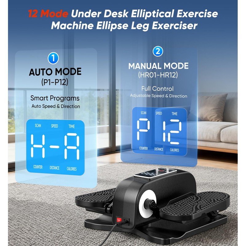 HOMGIM Under Desk Elliptical Machine - Quiet Motorized Leg Exerciser