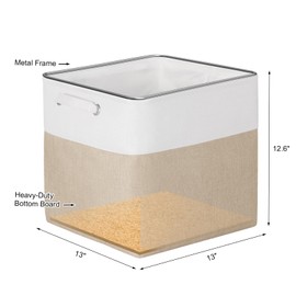 Kntiwiwo Storage Cubes 13” x 13” x 13” Foldable Storage Bin Closet Organizers and Storage Basket w/Handles for Organizing Shelf Home Closet, Set of 3, Beige