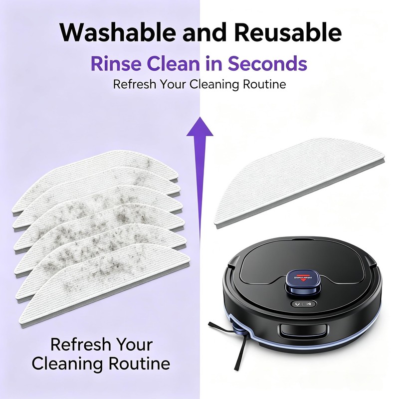 Mop Pads Compatible with Bissell FlexClean FurForce Robot-6 Pcs