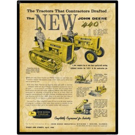 John Deere 1958 Style John Deere Model 440 Tractors Metal Sign: 12x16" & Ships Free
