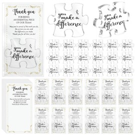 Juinte 20 Sets Employee Appreciation Gifts Bulk Thank You Acrylic Puzzle Piece Plaque Desk Decorations with Cards Opp Bags Team Appreciation Gifts for Office Staff Coworker(Difference)