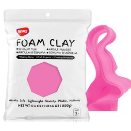 BOHS Pink Modeling Foam Clay - 1.1 Lbs, Squishy,Soft, Air Dry -for Flower Mirror,Cosplay,Fake Bake, Slime Supplies-500g