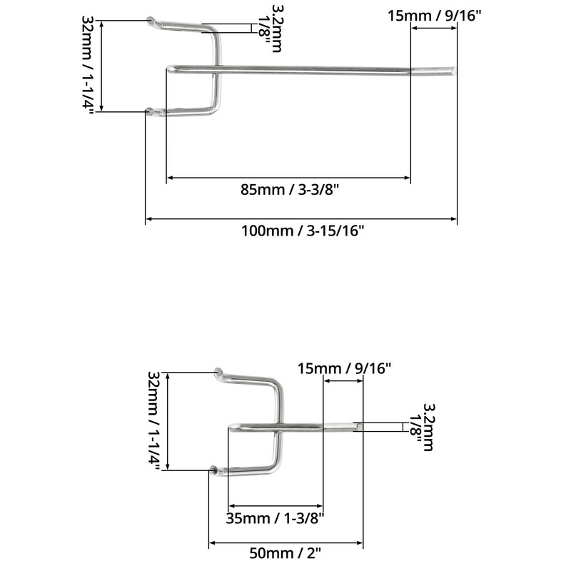QWORK® 60 x Perforated Wall Hooks, Pegboard Hooks, Tool Wall