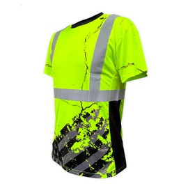 SafetyShirtz Men's SS360 American Grit - Class 2 - Type-R - UPF 40 - Reflective Safety Shirt, Yellow - Large