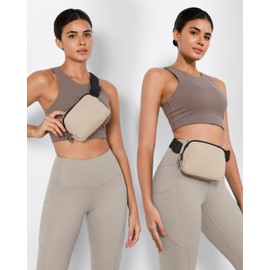 ODODOS Everywhere Belt Bag with Adjustable Strap, Small Waist Pouch Fanny Pack for Workout Running Travelling Hiking, Ivory Black