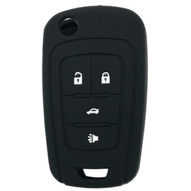 Silicone Protector Key Fob Cover Case fit for Chevy Camaro Cruze Malibu Equinox Sonic Impala Keyless Entry Key Fob (Black)