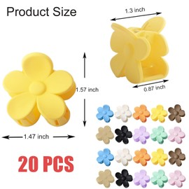 20 Pcs Cute Flower Hair Clips, 1.57 Inch Cream Color Claw Clips with Strong Hold, No-Slip Grip for Thin to Thick Hair 10 Assorted Colors