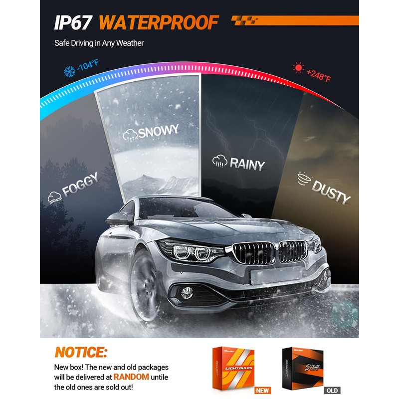 SEALIGHT H13 Fog Bulbs with 6500K White Light,30000LM Super Bright,