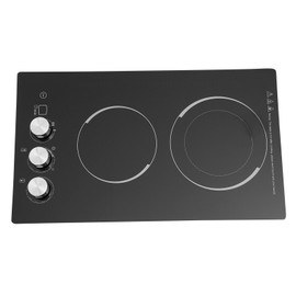 2 Burners Electric Cooktop Countertop Knob Control Cooking Stovetop 600W/1100W