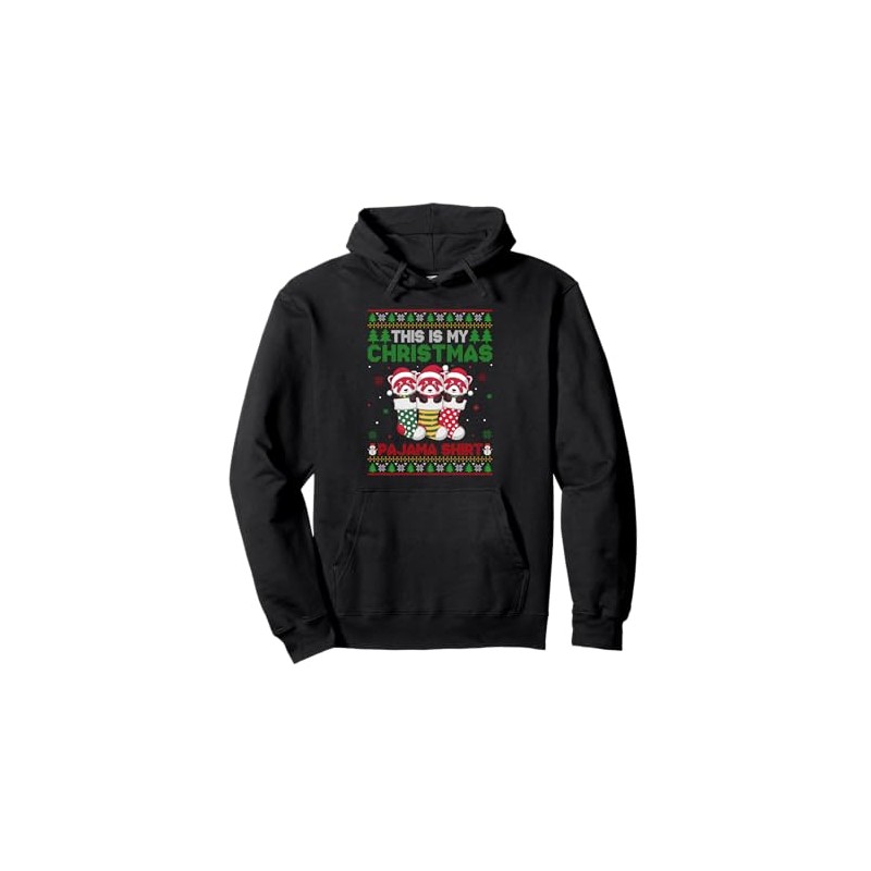 Red Panda in Christmas Socks Ugly Sweater Xmas Pajama Pullover