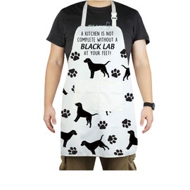 CENWA Black Labrador Apron With Pockets Black Labrador Gifts Adjustable Cooking Apron For Animal Dog Lovers (Black Labrador apron)
