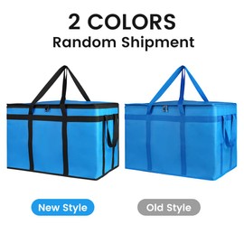Bodaon 3-Pack Insulated Food Delivery Bag for Hot and Cold Meal, XXXL, Grocery Tote Insulation Bag for Catering, Large Pizza Warmer, Blue