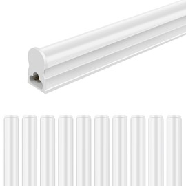 LightingWill 10 Pack LED Shop Light 4FT, Daylight White 6000~6500K, 20W, Linkable T5 Integrated Fixture, Utility LED Ceiling Light and Under Cabinet Light, Corded Electric with Built-in ON/Off Switch