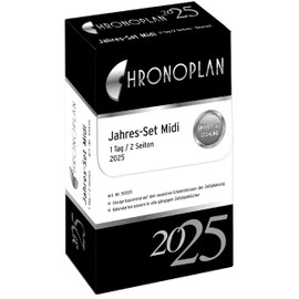 Chronoplan 50535 Calendar Insert 2025 (Year Set Midi (96 x 172 mm), Replacement Calendar for Diary, Daily Planner, Ideal for Detailed Daily Planning, 1 Day on 2 Pages, with Universal Punching, White